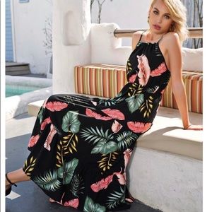 (4 Pack) NWT Tropical Print Ruffle Hem Maxi